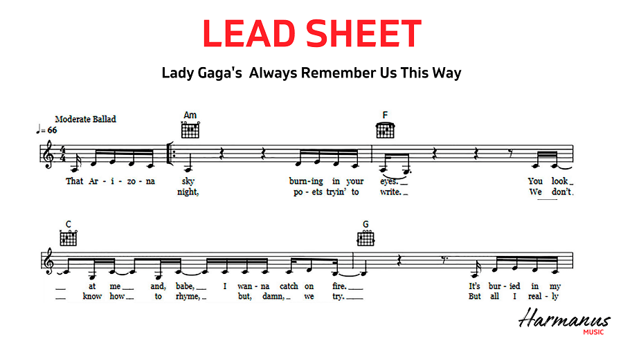 Lead Sheet Lady Gaga Harmanus Music
