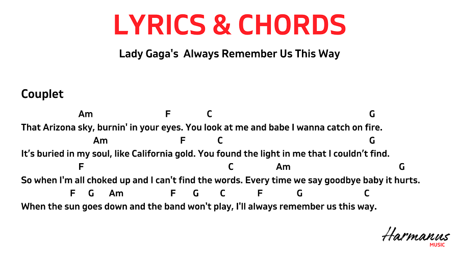 Lyrics and chords Lady Gaga Harmanus Music